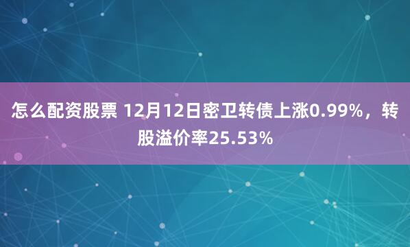 怎么配资股票 12月12日密卫转债上涨0.99%，转股溢价率25.53%